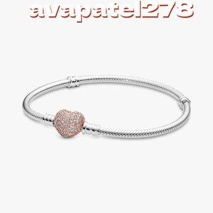 Pandora Sparkling Heart & Snake Chain Bracelet